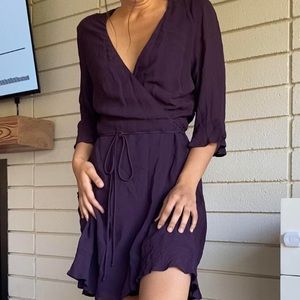 Reformation plum Wren wrap dress